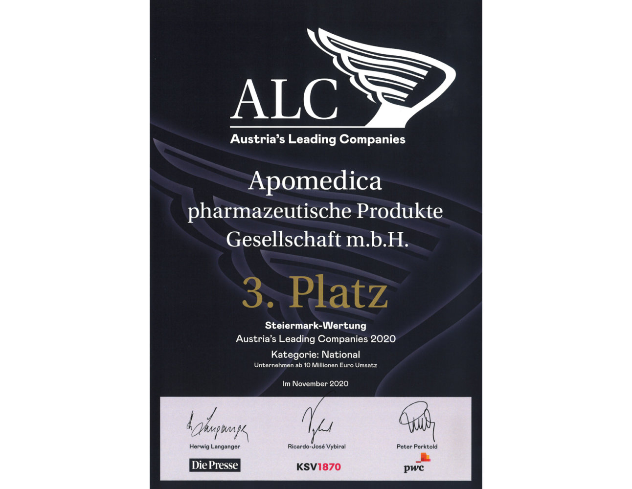 3. Platz für Apomedica bei den ALC Awards 2020