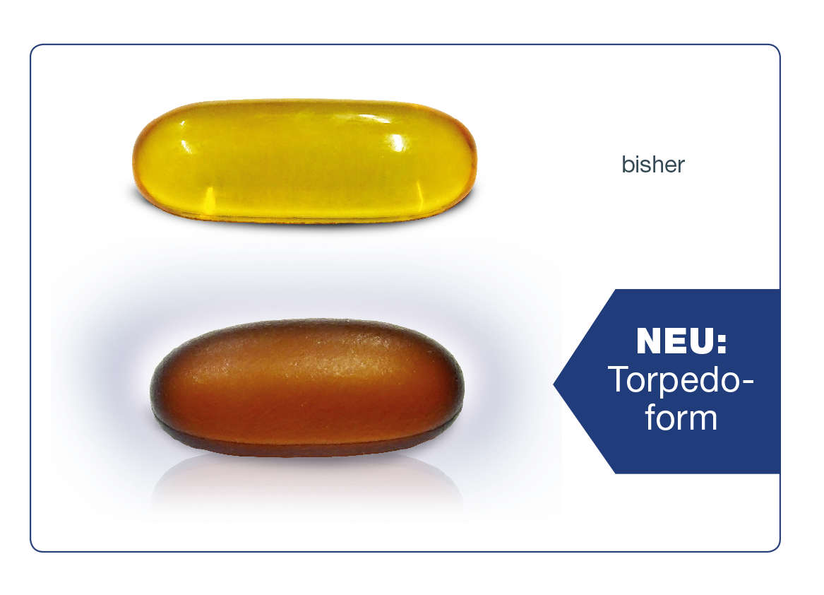 Omega 3 forte mit neuer Torpedoform