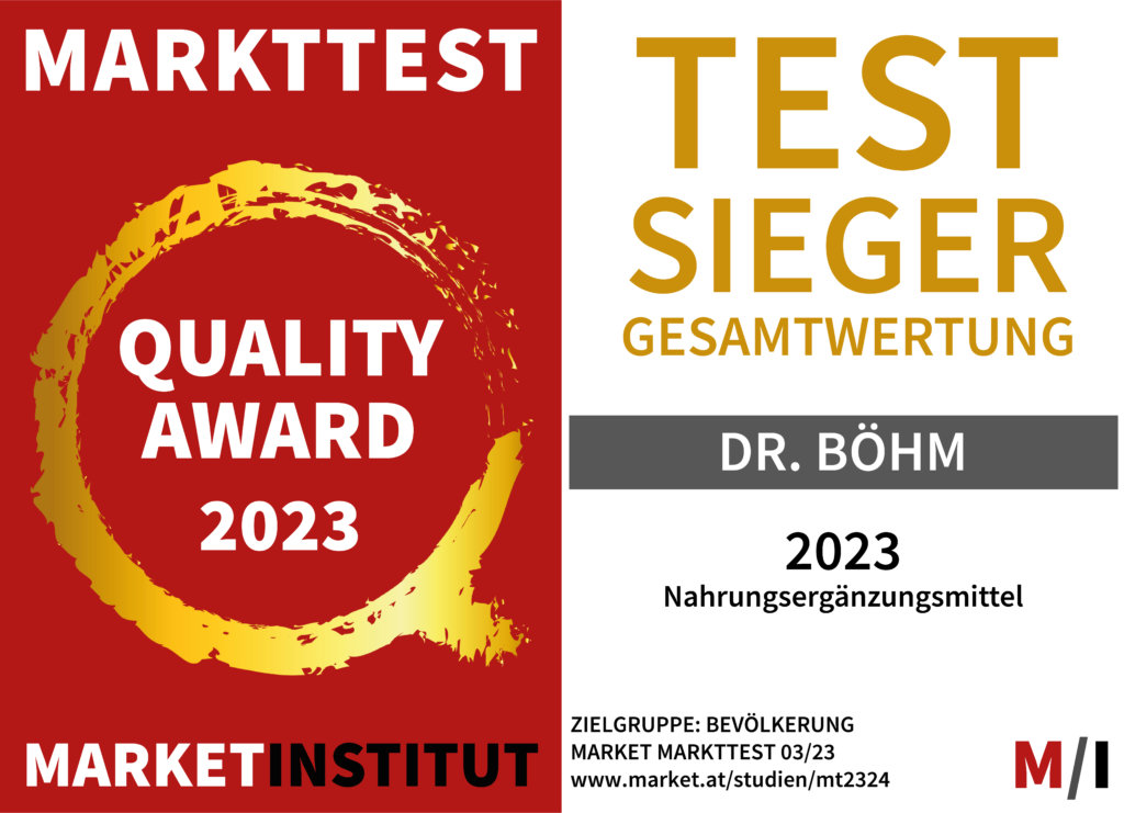 Dr. Böhm® ist Testsieger 2023 im Bereich Nahrungsergänzungsmittel